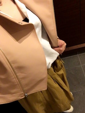 「CECIL McBEE（セシルマクビー）のアイテム（ライダースジャケット）」を使った、いもけんぴ。さん（レディース・156cm）の秋コーディネート