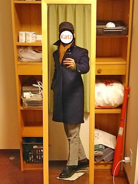 「アイテム（ステンカラーコート）」を使った、Katzさん（メンズ・178cm・20代）の冬コーディネート