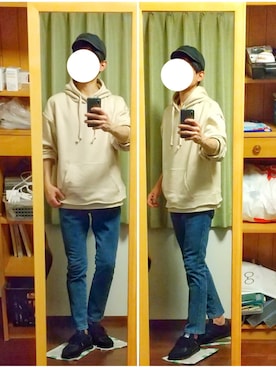 「shiki tokyo（シキトウキョウ）のアイテム（パーカー）」を使った、Katzさん（メンズ・178cm）の秋コーディネート