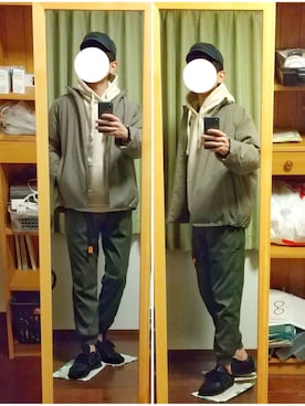 「shiki tokyo（シキトウキョウ）のアイテム（パーカー）」を使った、Katzさん（メンズ・179cm）の冬コーディネート