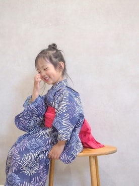 「petit main（プティマイン）のアイテム（浴衣）」を使った、hisuiさん（キッズ・100cm）の夏コーディネート