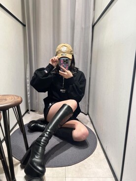 「BACK TO THE FIELD（バック トゥー ザ フィールド）のアイテム（ワンピース/ドレス）」を使った、HARUKAさん（レディース・162cm）の冬コーディネート