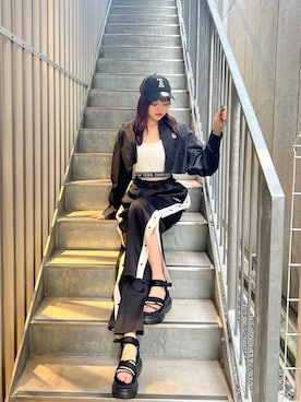 「BACK TO THE FIELD（バック トゥー ザ フィールド）のアイテム（帽子）」を使った、HARUKAさん（レディース・162cm）の夏コーディネート