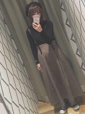 「Green　Parks（グリーンパークス）のアイテム（スカート）」を使った、noo ☺︎さん（レディース・158cm）の秋コーディネート