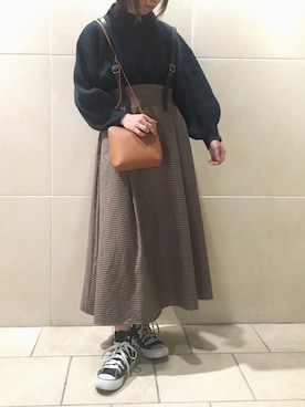 「Green　Parks（グリーンパークス）のアイテム（スカート）」を使った、noo ☺︎さん（レディース・158cm）の秋コーディネート