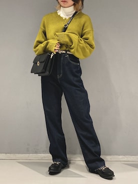 「WC（ダブル シー）のアイテム（ニット/セーター）」を使った、yamさん（レディース・154cm）の冬コーディネート