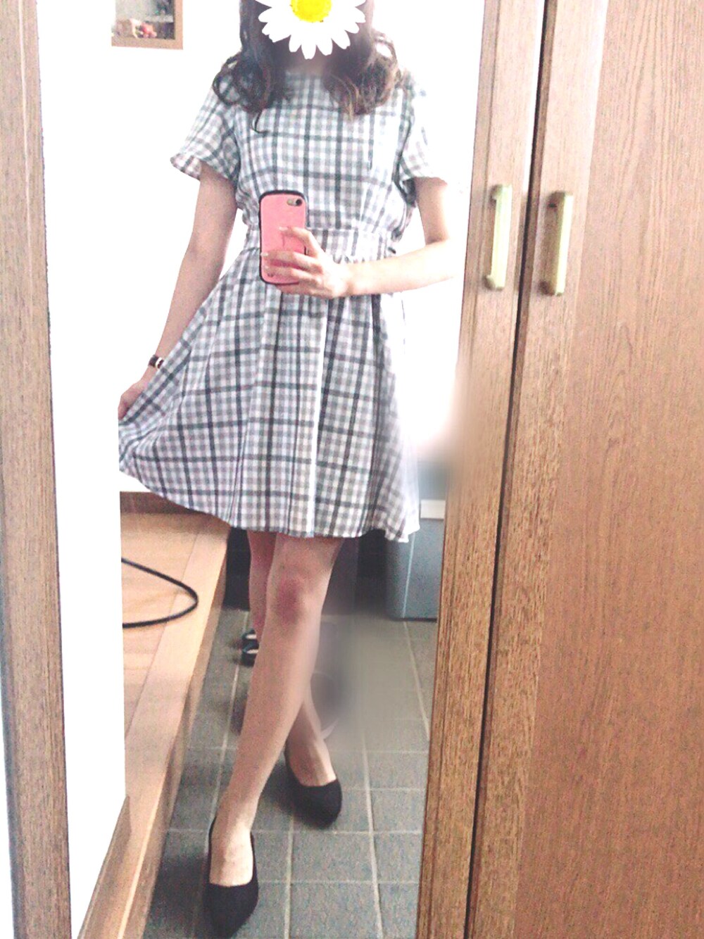 「Heatherのスリングバックパンプス 741850（パンプス、ブラック系）」を使った、r   さん（レディース・165cm）の秋コーディネートの1枚目の写真