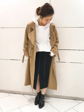 「JEANASIS（ジーナシス）のアイテム（トレンチコート）」を使った、JEANASIS 和歌山ミオ店STAFFさん（レディース・160cm）の冬コーディネート