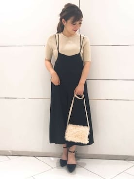 「ラメニット」｜「アイテム（サロペット/オーバーオール）」を使った、JEANASIS 和歌山ミオ店STAFFさん（レディース・160cm）の夏コーディネート