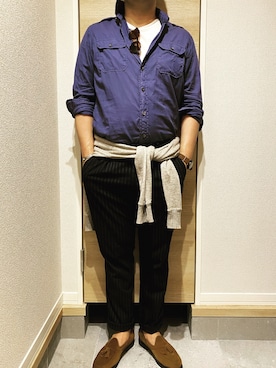 「RRL（ダブル アール エル）のアイテム（スウェット）」を使った、エコ兄貴さん（メンズ・179cm）の春コーディネート