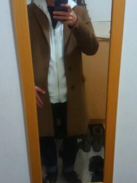 「GU（ジーユー）の（GU）スキニーフィットジーンズ（MEN ⁄ ジーンズ）」を使った、はむ太郎さん（メンズ・168cm）の冬コーディネート