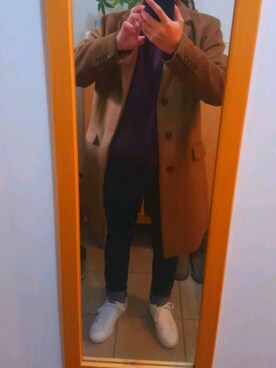 「GU（ジーユー）の（GU）スキニーフィットジーンズ（MEN ⁄ ジーンズ）」を使った、はむ太郎さん（メンズ・168cm）の冬コーディネート