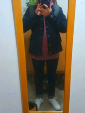 「GU（ジーユー）の（GU）スキニーフィットジーンズ（MEN ⁄ ジーンズ）」を使った、はむ太郎さん（メンズ・168cm）の冬コーディネート