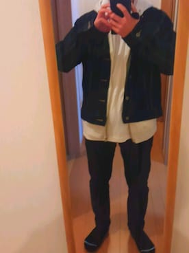 「GU（ジーユー）の（GU）スキニーフィットジーンズ（MEN ⁄ ジーンズ）」を使った、はむ太郎さん（メンズ・168cm）の冬コーディネート