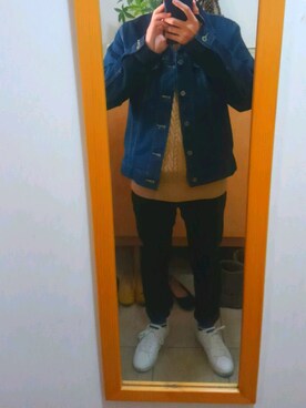 「GU（ジーユー）の（GU）スキニーフィットジーンズ（MEN ⁄ ジーンズ）」を使った、はむ太郎さん（メンズ・168cm）の春コーディネート