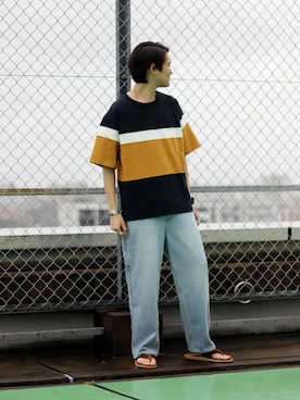 「ISLAND SLIPPER（アイランドスリッパ）のアイテム」を使った、ARAさん（メンズ・175cm）の春コーディネート