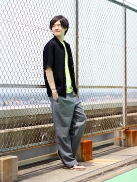 「ISLAND SLIPPER（アイランドスリッパ）のアイテム」を使った、ARAさん（メンズ・175cm）の春コーディネート