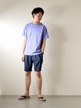 「ISLAND SLIPPER（アイランドスリッパ）のアイテム」を使った、ARAさん（メンズ・175cm）の夏コーディネート
