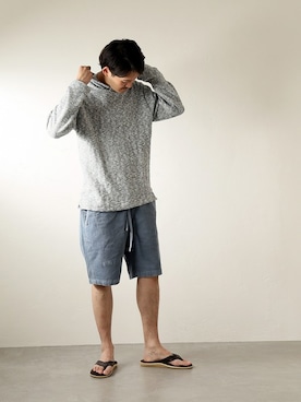 「ISLAND SLIPPER（アイランドスリッパ）のアイテム」を使った、ARAさん（メンズ・175cm）の夏コーディネート