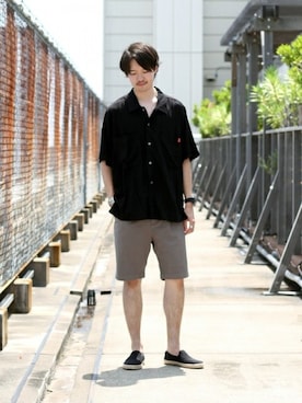 「ALBEROLA（アルベローラ）のアイテム」を使った、ARAさん（メンズ・175cm）の夏コーディネート