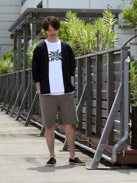 「ALBEROLA（アルベローラ）のアイテム」を使った、ARAさん（メンズ・175cm）の夏コーディネート