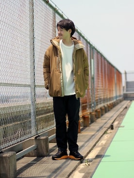 「NANGA（ナンガ）のアイテム（ダウンジャケット/コート）」を使った、ARAさん（メンズ・175cm）の夏コーディネート