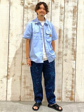 「Carhartt WIP（カーハートダブリューアイピー）のアイテム（トップス）」を使った、ARAさん（メンズ・175cm）の夏コーディネート