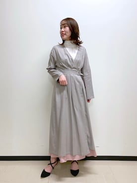 「andemiu」｜「アイテム（ノーカラーコート）」を使った、nabeさん（レディース・160cm）の春コーディネート