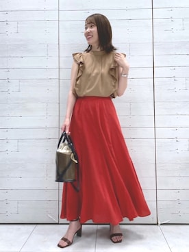 「Andemiu（アンデミュウ）のクリアトートバッグ940559（ショルダーバッグ）」を使った、nabeさん（レディース・160cm）の春コーディネート