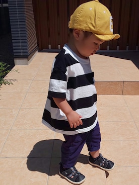 「RUGGEDWORKS（ラゲッドワークス）のアイテム（キャップ）」を使った、ranrenさん（キッズ・90cm）の夏コーディネート