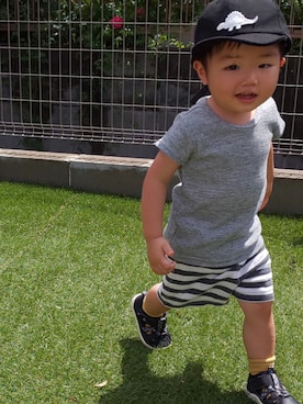 「RUGGEDWORKS（ラゲッドワークス）のアイテム（キャップ）」を使った、ranrenさん（キッズ・90cm）の夏コーディネート