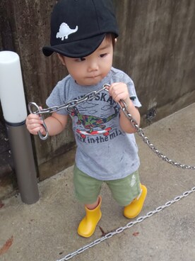 「RUGGEDWORKS（ラゲッドワークス）のアイテム（キャップ）」を使った、ranrenさん（キッズ・90cm）の夏コーディネート