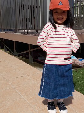 「RUGGEDWORKS（ラゲッドワークス）のアイテム（キャップ）」を使った、ranrenさん（キッズ・90cm）の秋コーディネート