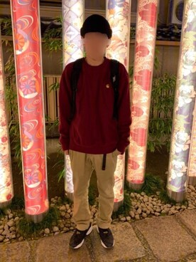 「いいね返し」｜「アイテム（ニットキャップ/ビーニー）」を使った、らきさん（メンズ・163cm）の冬コーディネート