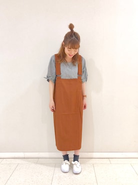 「テラコッタ」｜「アイテム（ジャンパースカート）」を使った、87チャン☺︎さん（レディース・155cm）の夏コーディネート