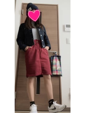 「nice claup」｜「アイテム（デニムジャケット）」を使った、あちゃもんさん（レディース・159cm）の春コーディネート
