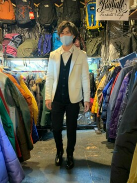 「H&M（エイチ・アンド・エム）のアイテム（カーディガン/ボレロ）」を使った、ショウさん（メンズ・166cm）の冬コーディネート