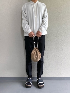 「CLANE（クラネ）のアイテム（スラックス）」を使った、ちーうーさん（メンズ・170cm）の春コーディネート