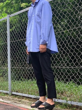 「CLANE（クラネ）のアイテム（スラックス）」を使った、ちーうーさん（メンズ・170cm）の夏コーディネート