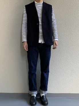 「THE RERACS（ザ・リラクス）のアイテム（その他アウター）」を使った、ちーうーさん（メンズ・169cm）の冬コーディネート