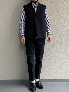 「THE RERACS（ザ・リラクス）のアイテム（その他アウター）」を使った、ちーうーさん（メンズ・169cm）の冬コーディネート
