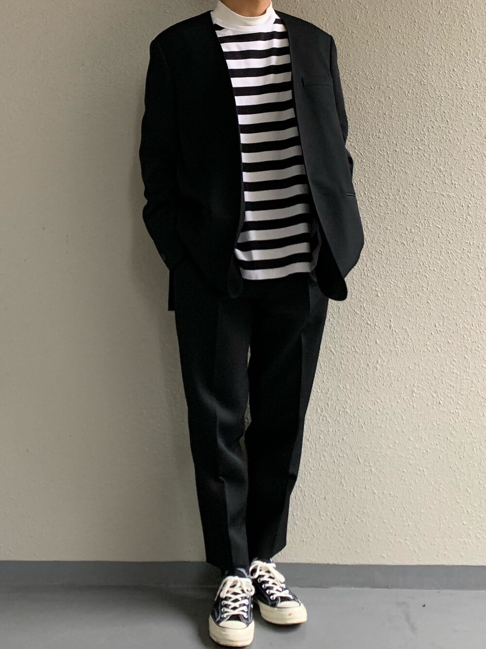 THE RERACS ブラック ノーカラージャケット THE RERACS（ザ・リラクス）の「NO COLLAR JACKET（）」 - WEAR