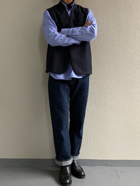 「THE RERACS（ザ・リラクス）のアイテム（その他アウター）」を使った、ちーうーさん（メンズ・169cm）の春コーディネート