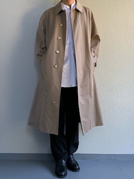 「The CLASIK（ザクラシック）のアイテム（ステンカラーコート）」を使った、ちーうーさん（メンズ・169cm）の秋コーディネート