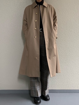 「The CLASIK（ザクラシック）のアイテム（ステンカラーコート）」を使った、ちーうーさん（メンズ・170cm）の秋コーディネート