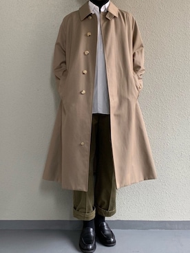 「The CLASIK（ザクラシック）のアイテム（ステンカラーコート）」を使った、ちーうーさん（メンズ・170cm）の冬コーディネート