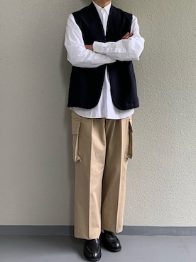 「THE RERACS（ザ・リラクス）のアイテム（その他アウター）」を使った、ちーうーさん（メンズ・170cm）の春コーディネート