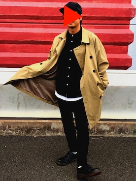 「CASPER JOHN AIVER（キャスパージョンアイバー）のアイテム（トレンチコート）」を使った、はさうぇいさん（メンズ・165cm）の秋コーディネート