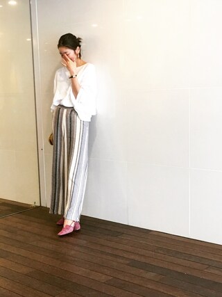 REIKA YOSHIDA使用「TODAYFUL（TODAYFUL(トゥディフル)  "Stripe Jacquard PT"ストライプジャガードパンツ）」的時尚穿搭