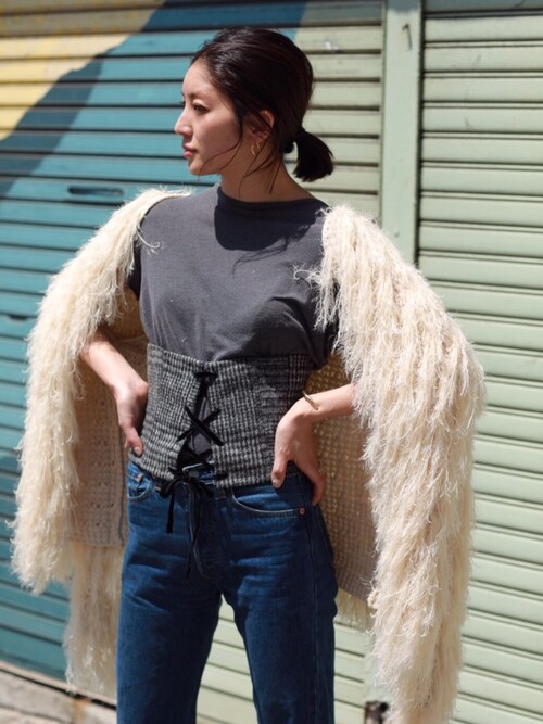 REIKA YOSHIDA使用「TODAYFUL（シャギーニットカーディガン）」的時尚穿搭